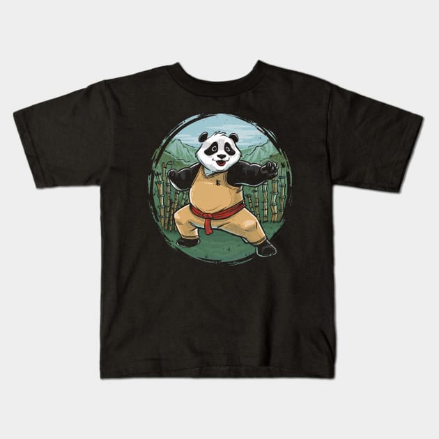 Panda-fu Master, Chinese Cartoon Style Kids T-Shirt by SimpliPrinter